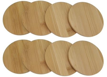 HAUSLEBEN Untersetzer 8er Set | Ø 10 cm | Bambus Natur | Umweltfreundliche Tischuntersetzer für Küche & Wohnzimmer | Runde Holz Untersetzer als Deko & Oberflächenschutz