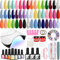 VANREESA 42 PCS Gel Nail Polish Set with Lamp Starter Kit 24 Colours Bright Spring Summer Colours Gel Nail Kit White Pink Green Blue Purple Soak Off U V Polish with Manicure Tools Gifts for Women
