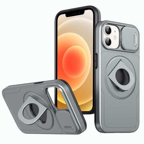 Rdyi6ba8 Coque Compatible avec iphone 11, Cache-Objectif Coulissant, Protection Caméra Étui, avec Anneau Rotatif à 360° comme Support Housse pour iphone 11-Gris