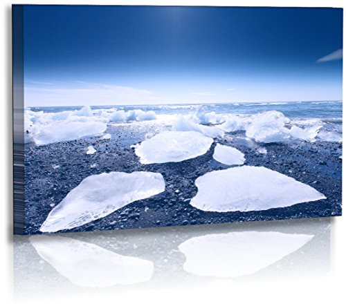 Premium - Acrylglas - Landschaftsbilder - Naturbilder - Island - Bild - Gletscher - Eis - Strand - Meer - Landschaft - Bilder - Wandbilder XXL - Bild - Acrylglasbild - Glasbild (50 cm x 30 cm)