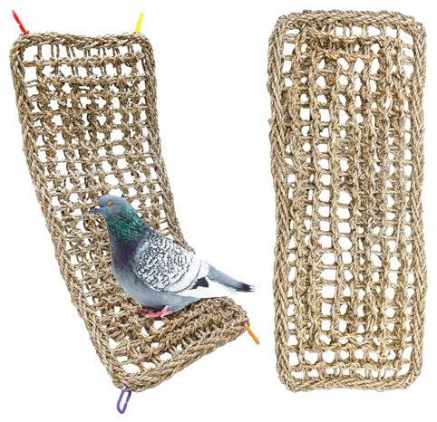 Vogel-Matte aus Seegras, gewebtes Netz, Hängematte, zum Aufhängen am Käfig, Sittich, Kletterseil, Leiter, Kauspielzeug für Nymphensittiche, Sittiche, Wellensittiche, Kakadu, 2 Stück, 51 x 19 cm