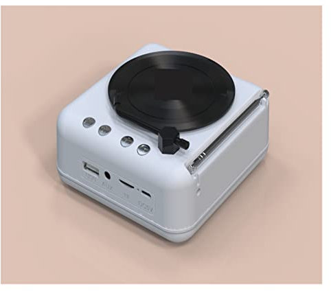 STRAFBRG Atomic Vinyl Record Player Speaker Creative Vintage Loudspeaker Sound Radio Away From The Heart Gift(Bianco)