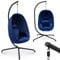 MIADOMODO® Fauteuil Suspendu Oeuf - avec Coussin, Hauteur Réglable, Cadre en Fer, Charge Max 160 kg - Balançoire Chaise, Fauteuil Extérieur, Chaise Suspendue, Jardin, Terrasse (Bleu)
