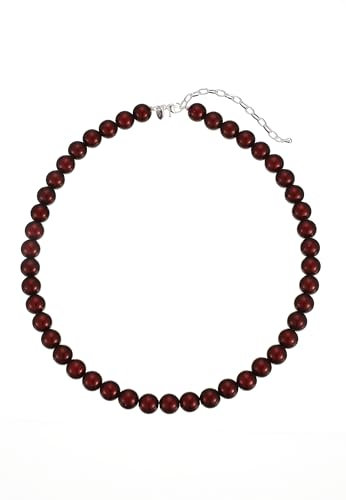 Leslii Damen-Kette Reflective Pearl kurze Perlen-Kette Magic 3D-Effekt Ø 10mm Collier (Dunkelrot)
