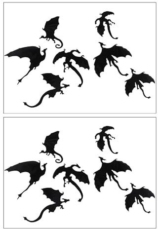 Amosfun 2 Sätze Wandtattoo Dinosaurier Halloween-Party-Versorgung Halloween-Aufkleber wanddeko scherzartikel schwarzer Dinosaurier Drachen Wandtattoo PVC Black