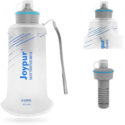 joypur Water Filter Survival - 650ml Collapsible Water Bottle with Filter Squeeze Filter Bottle Befree or Peak Series for Hiking Backpacking Camping,with NSF/FDA Certification BPA-Free(White)
