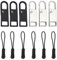 12 Stück Zipper Pull Ersatzset, 6 Stück Reißverschluss Zipper und 6 Stück Cord Zipper Pull Extension, Reparatur Set für Jacken, Rucksäcke, Jacken und Koffer, Reißverschluss Zipper Ersatz