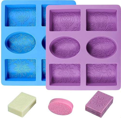2 Stück Silikonform Seife, Silikonformen Seife DIY Seifenform Silikon Form Blockform Silikonformen für seife Backen Kuchen Schokolade DIY Handwerk (lila blau)