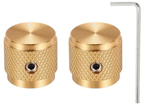 QUARKZMAN 2 Stück Aluminium Potentiometer Drehknopf, 1/4 (6mm) Universelle Lautstärke Tonregler Knöpfe mit Pfeilindikator für Gitarre, 5/8 Gold