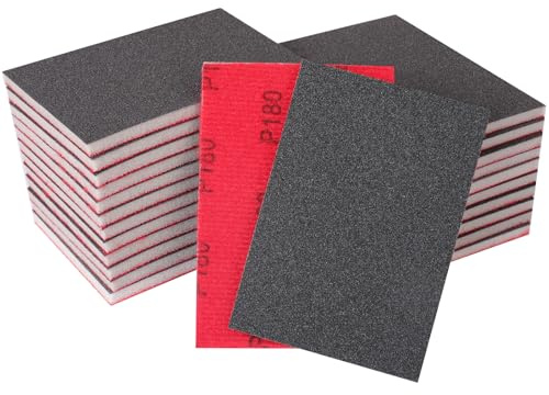 STEBRUAM Schleifschwamm 24 Stück 180 Körnung Nass-Trocken Profi | Sanding Block Für Holz, Metall, Auto, Lack, Spachtel