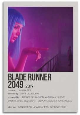 Maplecaroov Blade Runner Filmposter 2049, Wandkunst, Leinwand, Vintage-Musik und Filme, ästhetisches Poster, dekoratives Gemälde, Wohnzimmer, Schlafzimmer, Dekoration, 30 x 45 cm, ungerahmt, 2 Stück