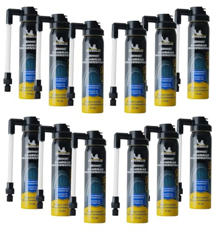 MICHELIN EXPERT Fahrrad Pannenspray, 12 x 75 ml | Reifendichtmittel für alle Fahrradreifen & Ventile, Reifenpanne ohne Werkzeug Reparieren, für MTB, E-Bike & Rennrad