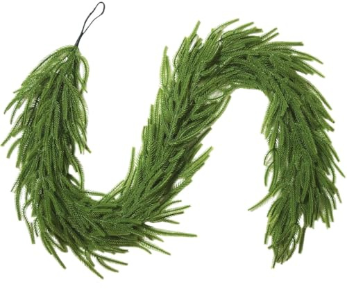 VDKIDKT Weihnachten Deko, 1.8m Künstliche Norfolk Pine Girlande, Realistische Weihnachtsgirlande für Innen Kamin Treppe Wand Tür Außen (1 Stück, 1.8m)