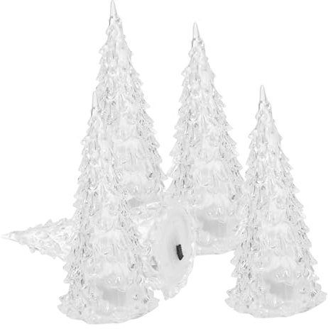 GLEAVI 5 Piezas Árbol De Navidad Que Brilla Intensamente Mini Arbol De Navidad Led Árbol De Vacaciones Led Iluminar Árboles Decoración Interior Figuras Navideñas Transparente Acrílico
