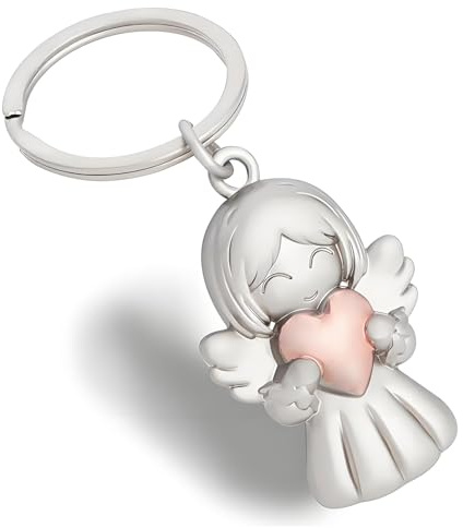 Maykafay Schlüsselanhänger für Mädchen Damen, Schutzengel Schlüsselring mit Herz und Gravur, Geschenk Schlüsselanhänger, Geschenke für Freundin Schwester Kollegin Ehefrau Tante und Mutter