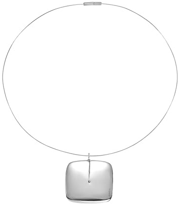 Breil, Collezione Reloaded, Collana Donna Steel Blast in Acciaio 316L,con Pendente Rettangolare a Doppia Finitura Lucida e Satinata, Design Semirigido, Circonferenza 42,5 cm, Idea Regalo Donna