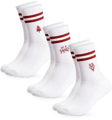 Occulto Damen & Herren Weihnachts Tennissocken 3er Pack (Modell: Rudolph) Mix3 43-46