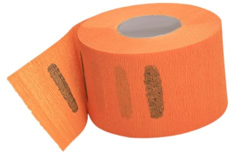 Krepppapier Einweg Rolle 1 aus Nackenstreifen, für Friseurbedarf | Orange, zum Haareschneiden im Salon, Schutz für Nacken, Fleckhemmend