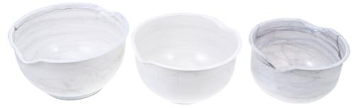 SMASOLO 3pcs Plastic Salad Bowls Marble Pattern PP Material Lightweight Kitchen Serving Bowls for Fruit Vegetable Crisp Food Household Use