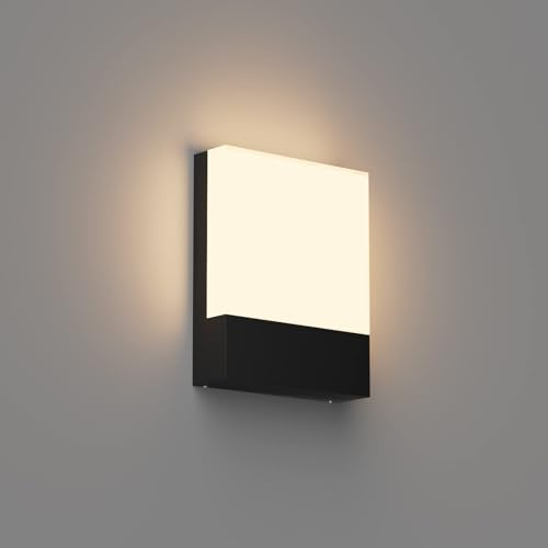 Klighten 24W LED Außenwandleuchte Schwarz Wandleuchte 3000K IP65 außenlampe | 1500LM lampe aussenbereich LED, Aluminium wandlampe aussen/Innen, aussenlampe wand flach, außenlampe für Terrasse Garten