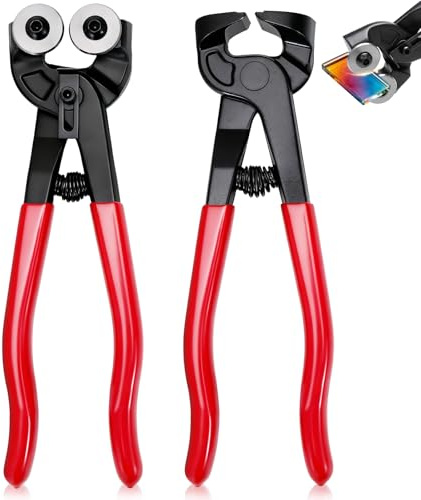 Lustriix 2-Piece Glass Tile Nippers Set, Dual-Purpose Tile & Mosaic Cutter Tools with Soft-Grip Handle for Glass Mosaic & Ceramic Tile