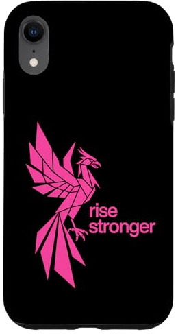 Custodia per iPhone XR Design Rise Stronger Phoenix - Motivo rosa fluo