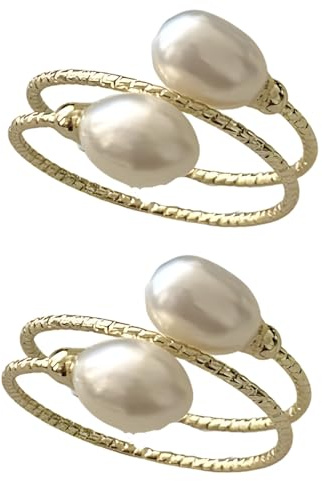Vestamore 2 st pärlringar för kvinnor och par, silver zirkon inlagd slingrande design, justerbar öppen stil, elegant elegant elegant smyckesgåva