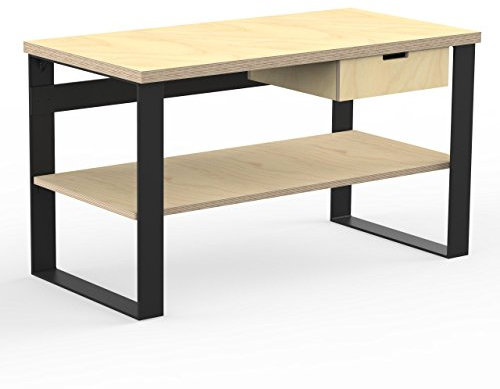 AUPROTEC Profi Design Werkbank 1300 x 750 x 850 mm Arbeitsplatte Multiplex 40mm mit 1 Schublade und Ablage Holz Werkbankplatte Multiplexplatte Industriequalität Massiv Arbeitstisch
