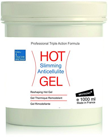 XXL HOT Gel Anti-Cellulite HOT Gel 1000 ml zur Verbesserung der Haut Kontur, mit angenehmen Wärme-Effekt und erfrischenden Duft, enthält Koffein und Algen● bleumarine Bretania, Made in France