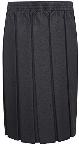 clicktostyles School Uniform Full Box Pleated Skirt Elasticated Waist Knee Length Skirts for Girls