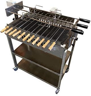 Stainless Steel Cypriot Greek Charcoal BBQ with 2 bottom trays & 2 Electric 220-240v Motors