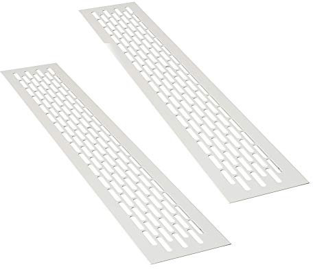 sossai® Rejillas de ventilación de aluminio - Alucratis (2 piezas) | Rectangular - dimensiones: 48 x 8 cm | Color: blanco | rejilla de aire