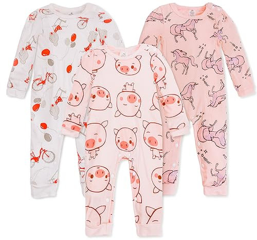 Joyo roy Baby Grow 3 Pack Baby Bodysuits Onesies 100% Cotton One Piece Jumpsuit Footless Babygrows Long Sleeve Bodysuit Rompers for Babies Comfortable Newborn Vests Girl Onesies Babies 6-9 Months