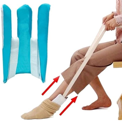 KkaFFe Sock Aid Tool for Elderly and Pregnant Women - Easy On and Off Stocking Slider, Handicapped Avoid Bending Helper