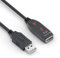 Sonero® cable USB 2.0, cable de extensión activo con amplificador de señal, cable de datos, conector USB-A a conector USB-A, 480 Mbit/s, 5.00 m, negro