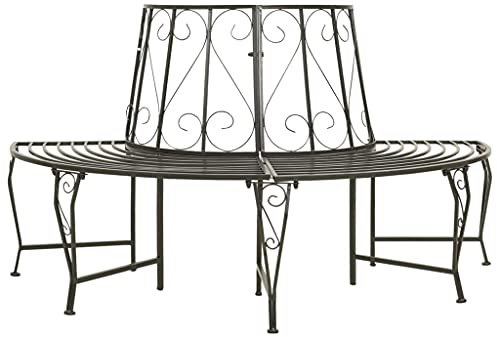 YITHOPI Garten-Baumbank Halbrund 160 cm,Parkbank,Gartenbank Sitzbank Parkbank Balkon Terrassenmobel Sitzbank,Witterungsbeständig,Stahl