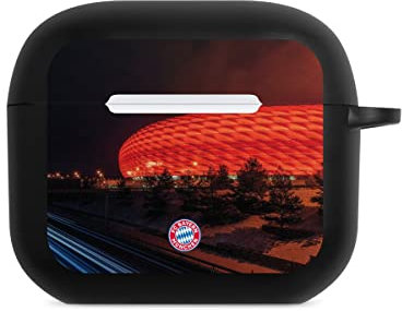 DeinDesign Hülle mit Karabiner kompatibel mit Apple AirPods (3. Generation) Case schwarz Schutzhülle mit Schlüsselanhänger FC Bayern München FCB Stadion