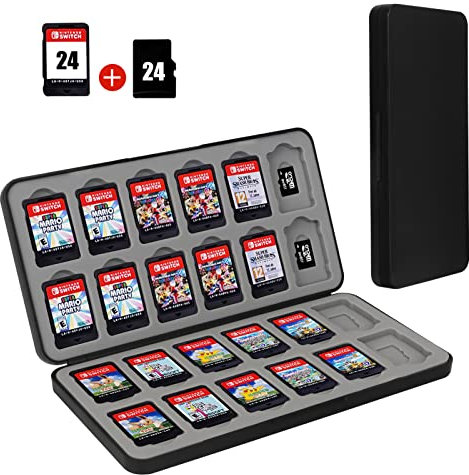 Skycase Games Card Aufbewahrungsbox für Nintendo Switch, Spiele Aufbewahrung mit 24 Spielkartenfächer,Tragbare Schutzhülle für Switch OLED Game Card,Hardcase Hülle,Silikonfutter