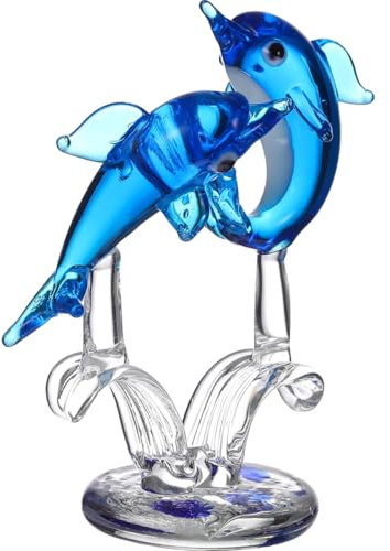NOLITOY Delfin-Figur aus Glas, Delfin, Büro, Tierdekoration, Deko, Delfinfiguren, 1 Stück