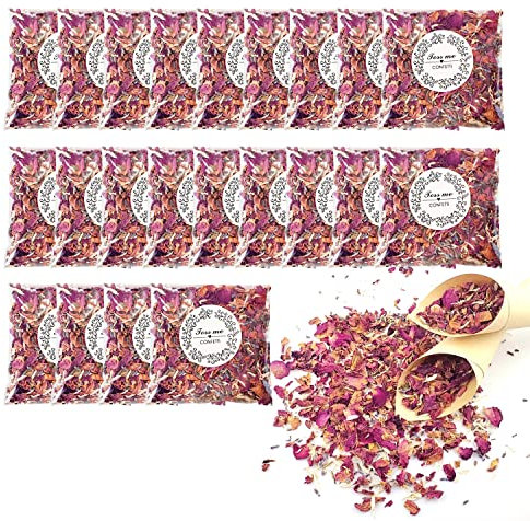 22 Pzs Coriandoli Biodegradabili, 32 Coni Portariso Matrimonio, Naturale Petali di Rosa, Con Fiori Secchi da Lanciare