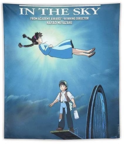 Castle in The Sky Studio Ghibli Anime Poster Film Polyester Wandkunst Tapisserie Dekorativ Schlafzimmer Modern Home Print Bild Kunstwerke Wandteppiche 127 x 152,4 cm