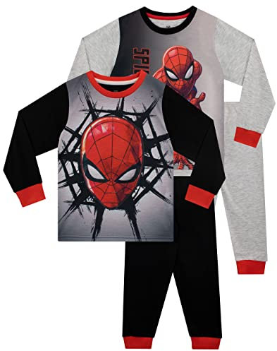 Marvel Jungen 2er-Pack Schlafanzug Spiderman Mehrfarbig 134
