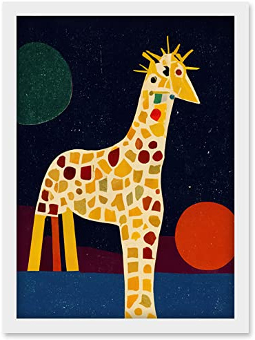 Doppelganger33 LTD Abstract Giraffe Surreal Cubism Artwork Framed Wall Art Print A4