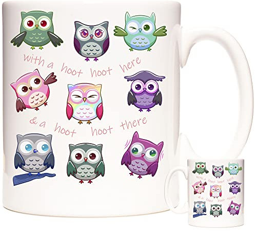 KAZMUGZ OWL Mug.Hoot Hoot, Owl Pictures on 11oz Coffee Mug/Tea Cup. Gift for Owl Fans