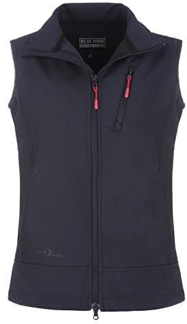 Blue Wave Damen Softshellweste Britt Unifarben - Outdoor-Weste Softshell Weste mit Stehkragen