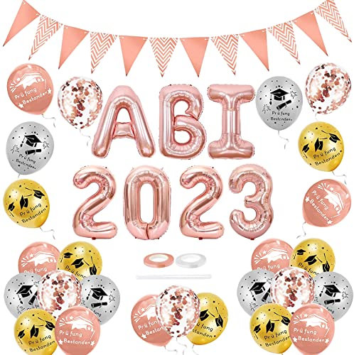 Abitur 2023 Deko, Abschlussfeier Party Dekorations, Graduation Deko, ABI 2023 Folienballon, Abschlussfeier Luftballons, Abschluss Girlande, Prüfung Bestanden für Abi Graduierung Party Deko