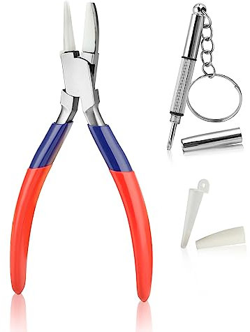 GOLD DEER Eyeglasses Frame Pliers, Stainless Steel 2CR13, Round & Nylon Jaw, Ergonomic Grip, Adjusting Eyeglass Pile Head Opening, Jewelry Making, Wire Wrapping