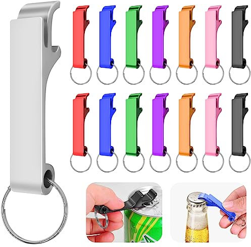 Sinofort 24 Stück Flaschenöffner Schlüsselanhänger Aluminium Bieröffner Silbrig Schlüsselanhänger Flaschenöffner Mini Bottle Opener für Bar Party Camping und Familie