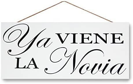 Letreros de madera/Here Comes The Bride Ya Viene La Novia Letrero de cocina, cafetería, pub, arte de madera, decoración de madera rústica, regalo de 8 x 12 pulgadas