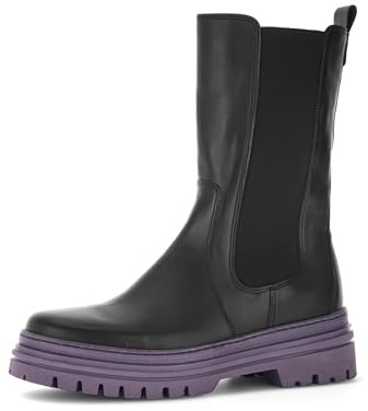 Gabor Damen Chelsea Boots, Frauen Stiefeletten,Wechselfußbett,Best Fitting,booties,halbstiefel,kurzstiefel,schwarz (lila),38 EU / 5 UK